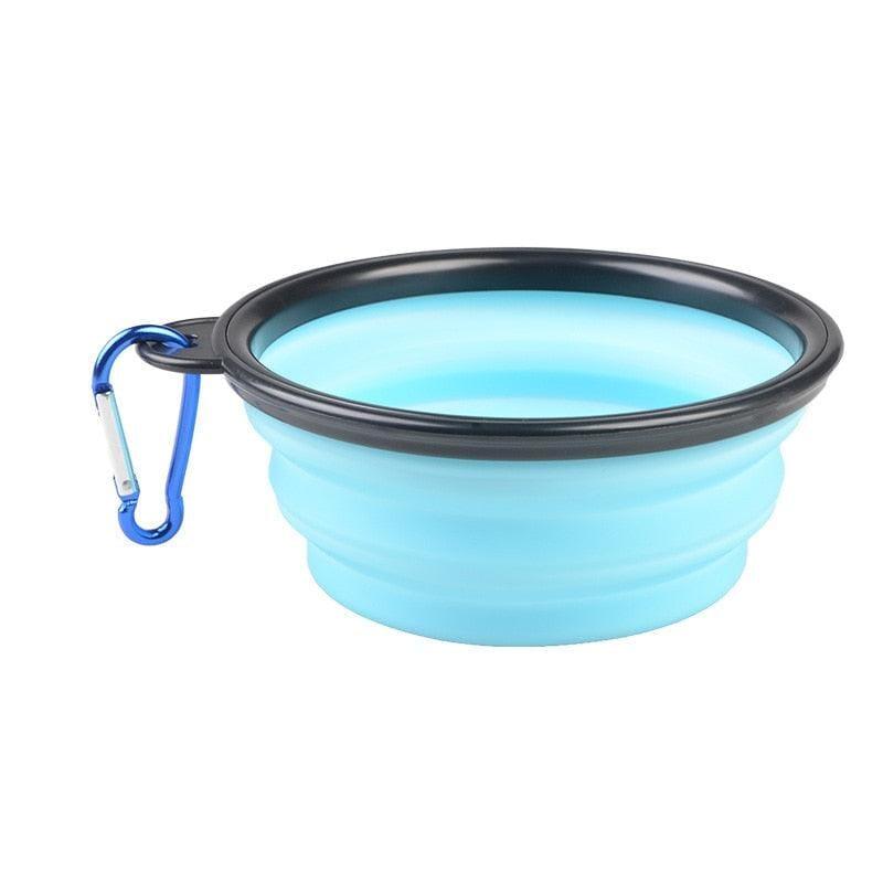 Tigela de Silicone Dobrável para Cachorro - Dog Bowl - Passeios, Viagens, Parques Tigela de Silicone - Pets 001 Falco Azul Claro 350ML 